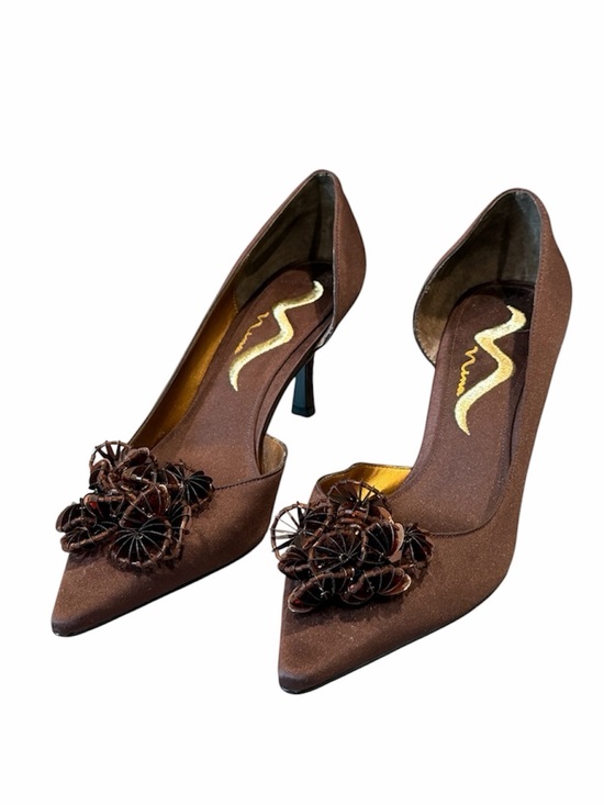 Nina Shoes - Nina Brown Satin Pointed-Toe Floral Beaded Women's Pumps 7.5 NWOT
